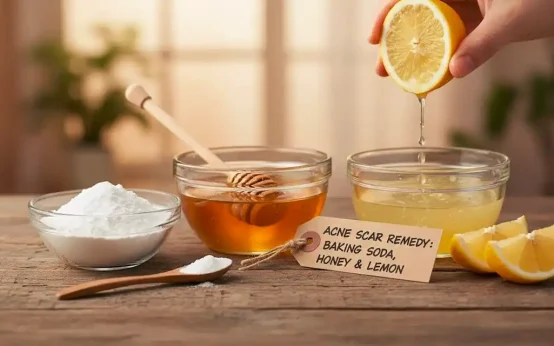 baking soda honey and lemon for acne scars