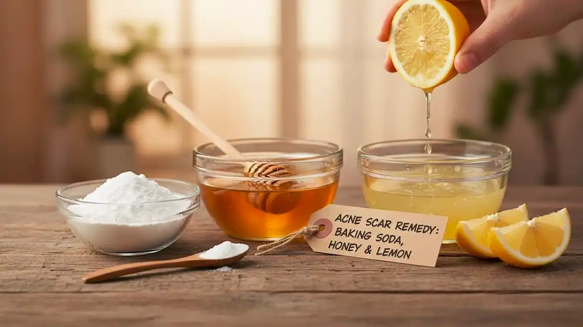 baking soda honey and lemon for acne scars